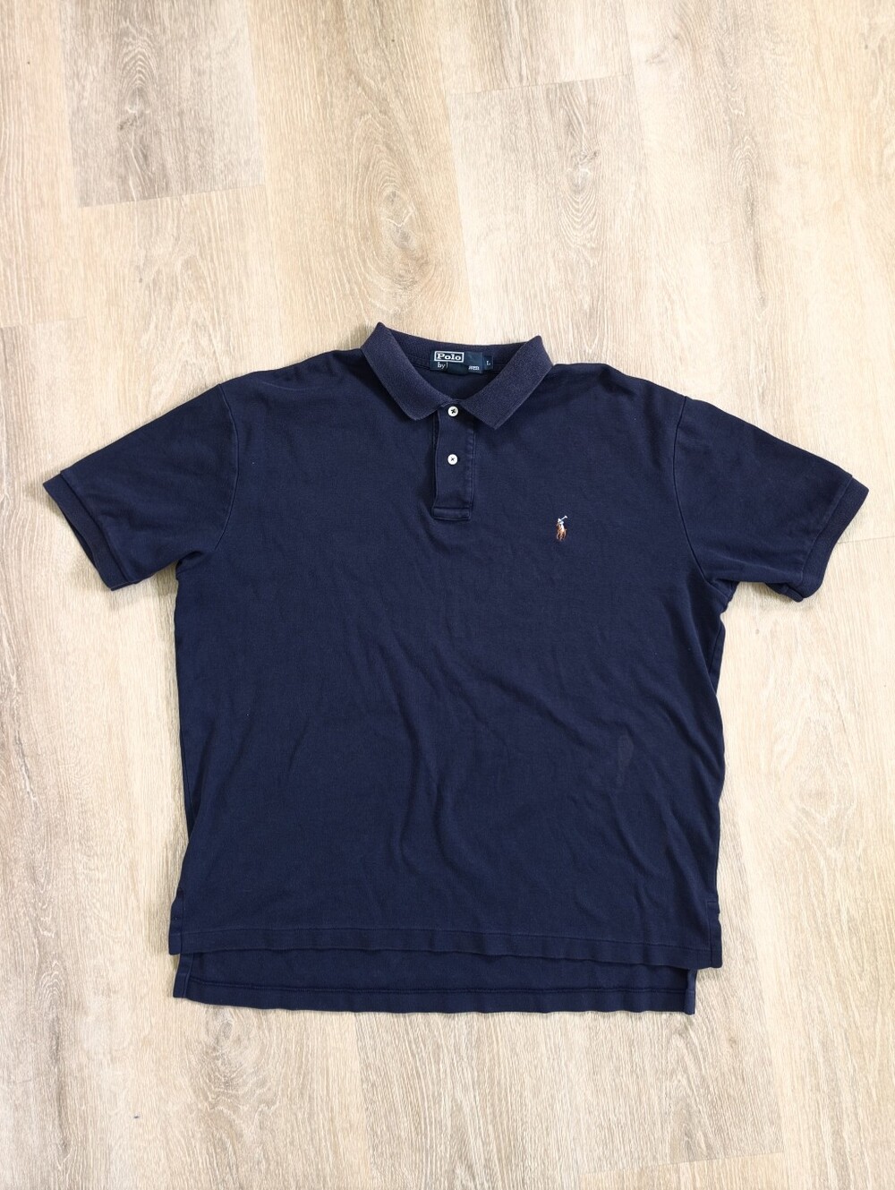 Polo Ralph Lauren Blue Polo Shirt With Brown Horse Logo Size Large